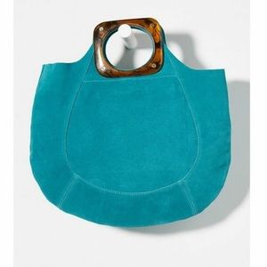 Anthropologie Dora Suede Teal Turquoise Bag